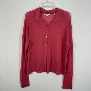 Vince. Pink Long Sleeve Thin Knit 100% Cotton Cardigan Women's Size 2X